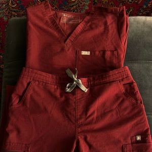 Maroon Figs Scrubs Set